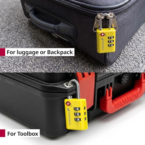 Image of Fosmon TSA Approved Luggage Locks, Travel Locks for Luggage Suitcases, 3-Digit Combination Lock 2 Pack, Small Padlock with Inspection Alert Indicator for Travel Accessories, Gym Locker