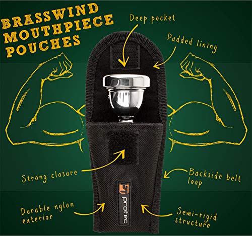 Protec Trombone / Euphonium Mouthpiece Padded Nylon Pouch With Secure Hook And Loop Closure, Model A204 #TOP5