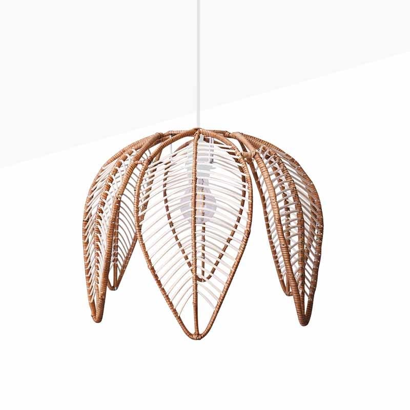 B·LED BARCELONA LED - Lámpara colgante de ratán en forma de flor BINTAN