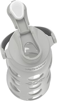 Lifefactory 22oz Glass Water Bottle with Active Cap, Stone Gray