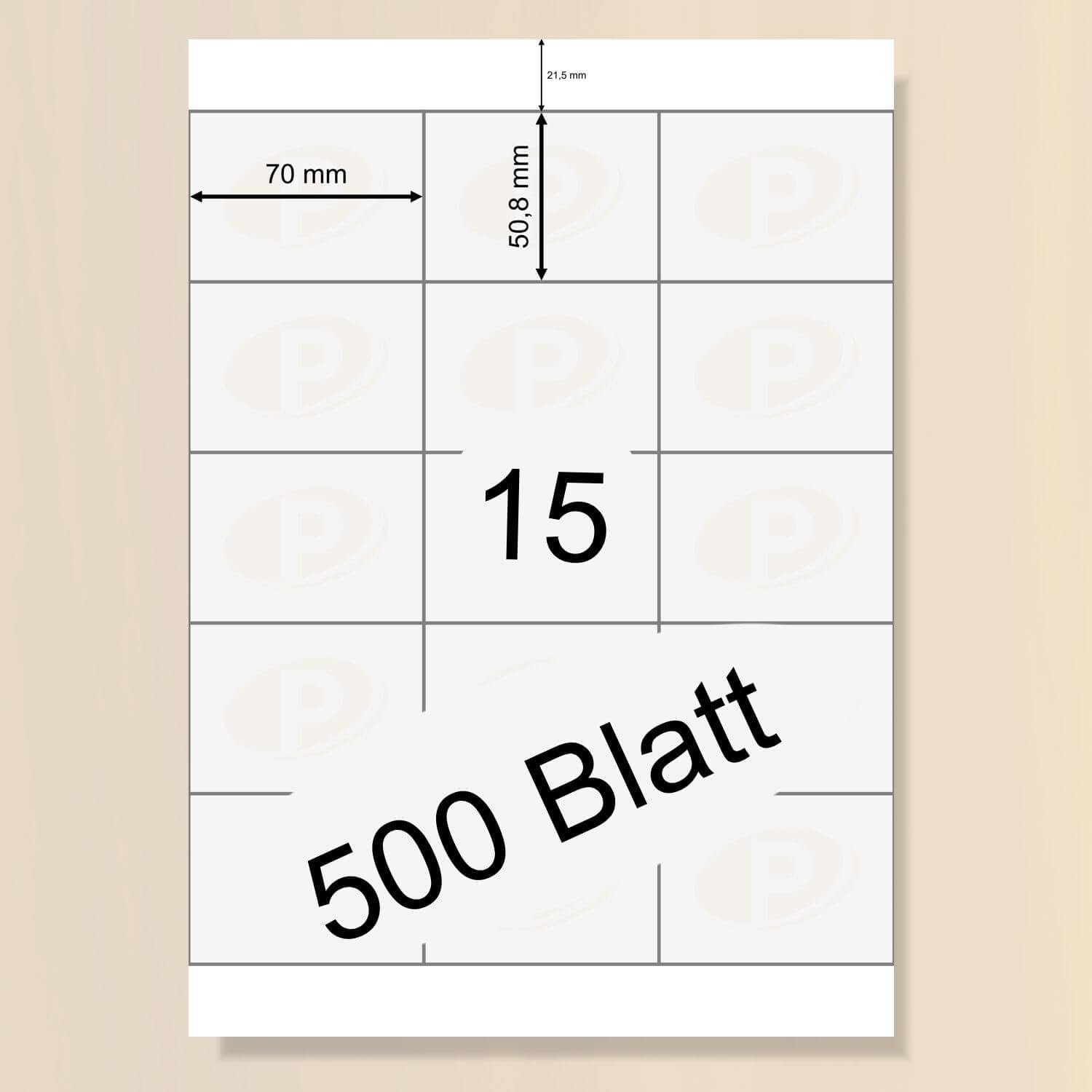 Printation 70 x 50,8 mm Disketten, Buch Marmeladen Etiketten selbstklebend blanko weiß - 7500 Labels 70x50,8 auf 500 A4 Bogen 3x5 BigPack - 16 pro A4 Blatt - Klebeetiketten bedruckbar - 3669 4278 5055