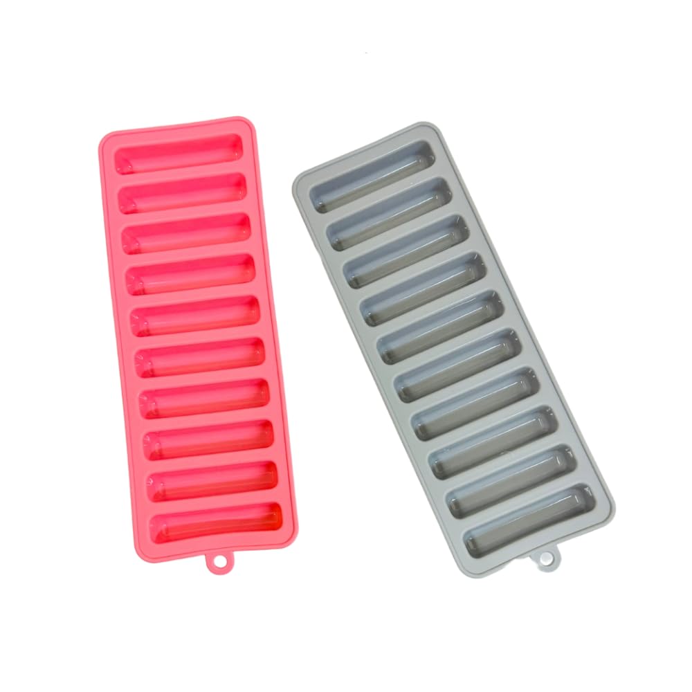 DXB Dream Ice Cube Tray Silicone Ice Stick Cube Trays, BPA Free, Reusable, Flexible, Easy Release Flexible ice tray Ice stick tray 2 Pack (Purple/Grey)