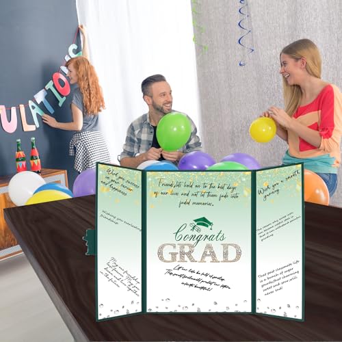 Image of Crenics Green and Gold Graduation Decorations Class of 2026, Creative Graduation Guest Sign in Book Alternative, Congrats Grad Signature Book 18 inch x 12 inch, Awesome Graduation Gift or Keepsake