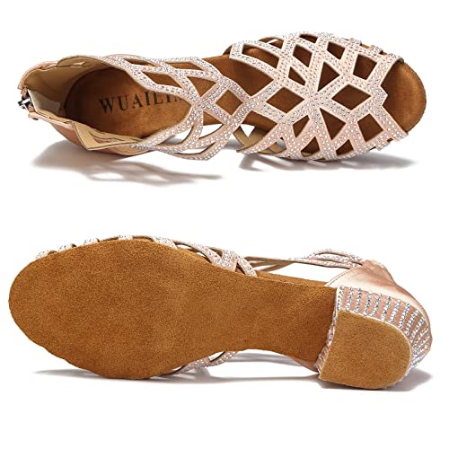 Image of Women's Ballroom Rhinestone Dance Shoes, Latin Salsa Bachata Practice Performance Dancer Shoes