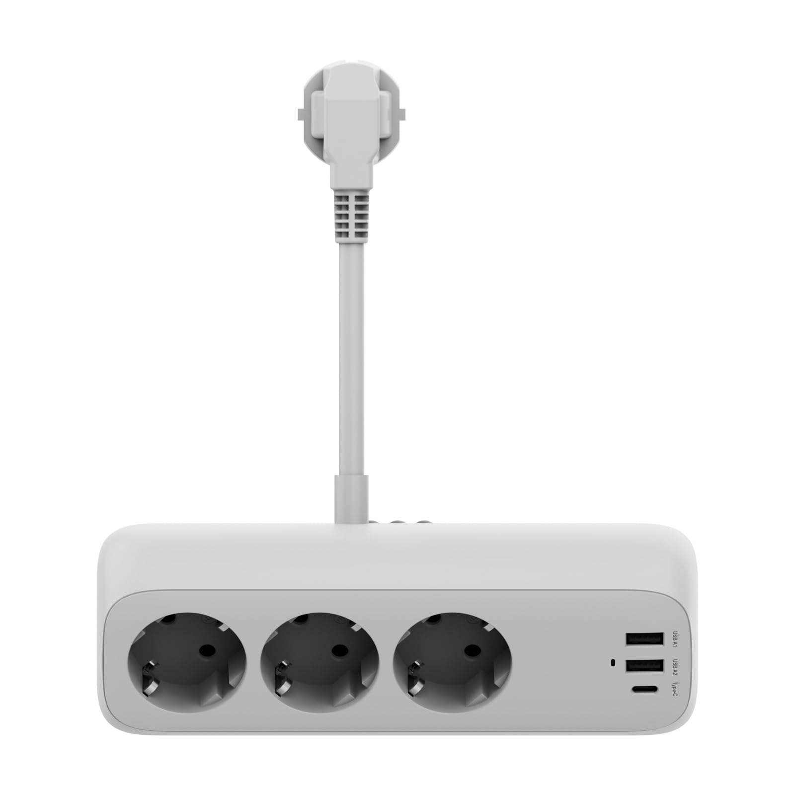 VALUE Ciabatta elettrica a 3 prese con interruttore, cavo da 10 m, presa con contatto di protezione 230 V/16 A, ruotata 45°, sicurezza bambini, interruttore illuminato, presa multipla nera per la casa