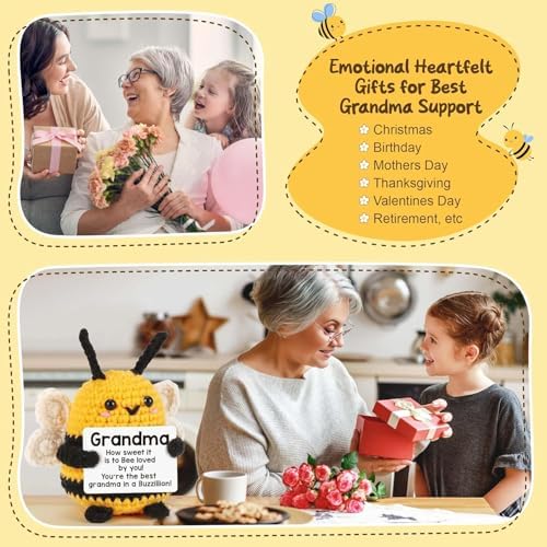 Gift for Grandma, Handmade Crochet Bee Mothers Day Birthday Funny Gift for Grandma Grandmother Gigi Nana — view 4