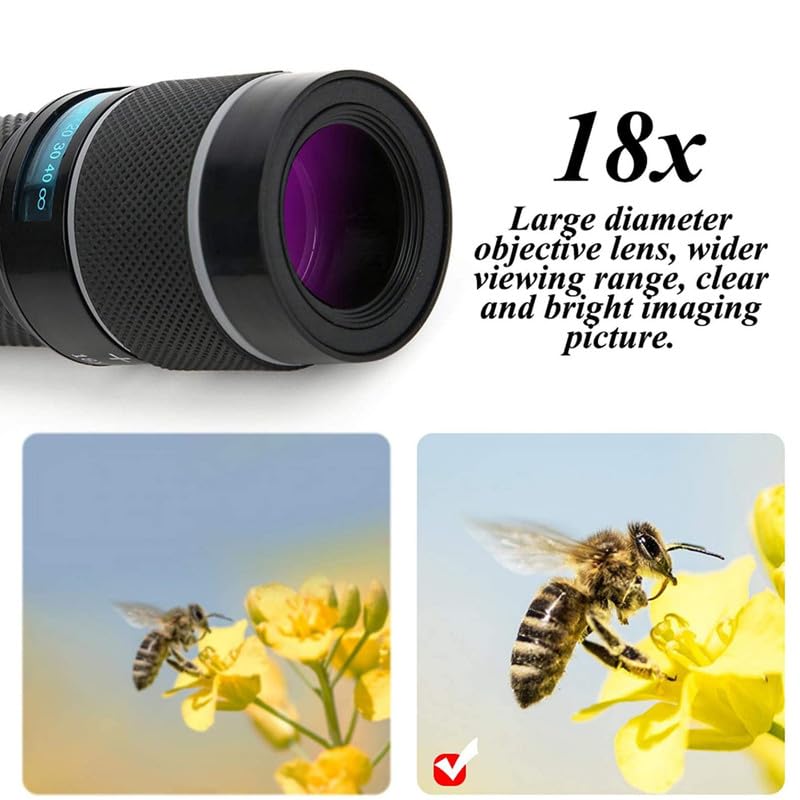 Image of Drumstone 18x Optical Zoom Mobile Telescope Lens Kit for All Mobile Cameras, Featuring a Background Effect Lens & Multi-Angle Lens