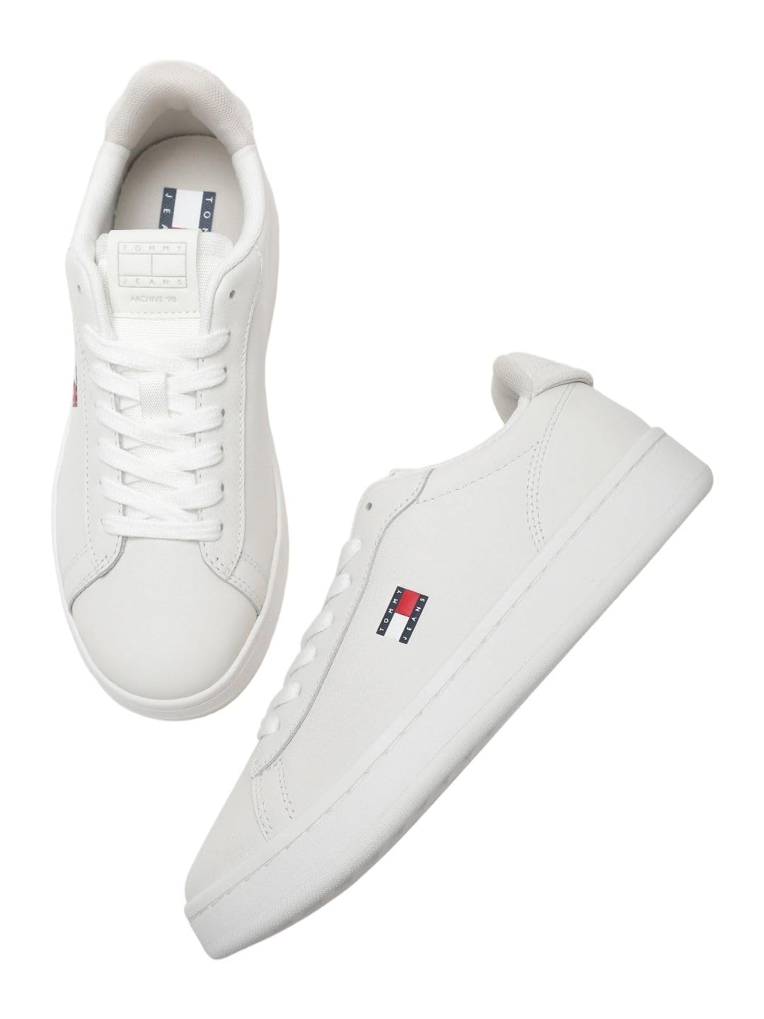 Solid White Leather Sneakers-image-43