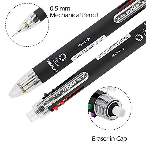Baile 6 In 1 Multifunctional Ballpoint Pens 5 Colors 0.7 Mm Ballpoint Pen And 0.5 Mm Mechanical Pencil In One Pen, Pack Of 5 #TOP2