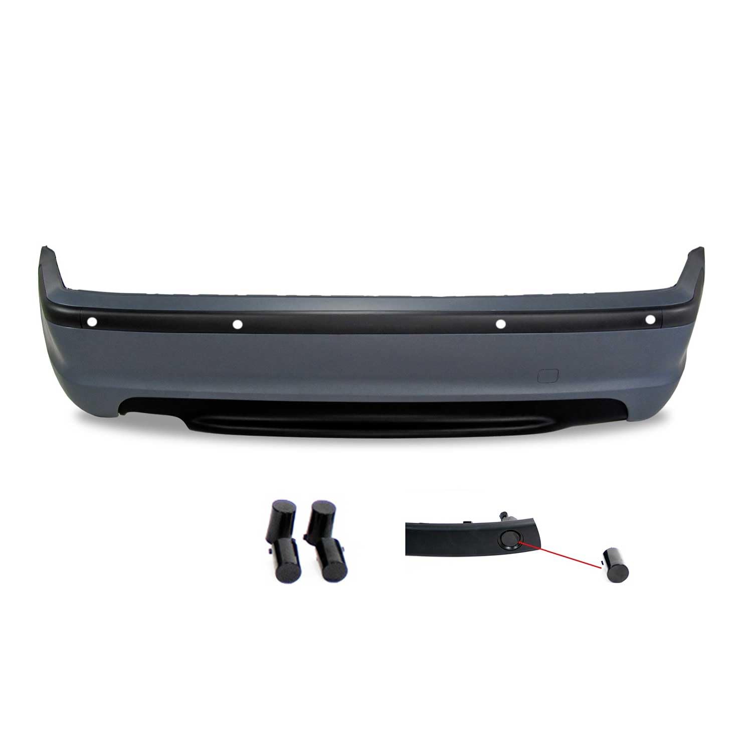 Pare-Choc arrière Look Sport pour BMW Series 3 E46 4 Portes 1998-2005 Noir 5 Pcs