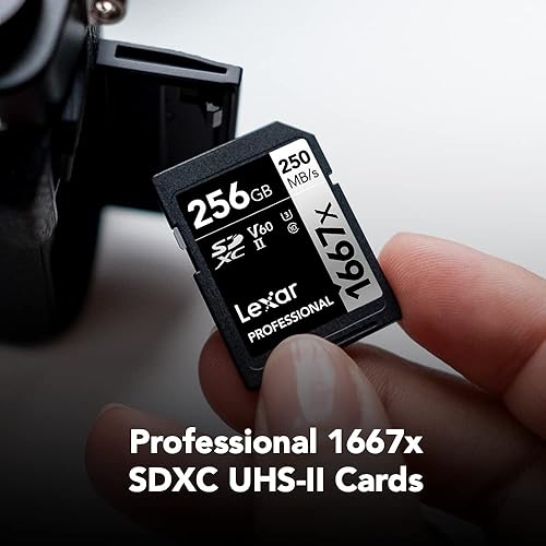 Miniatura 3 de Lexar Tarjetas SDXC UHS-II profesionales de 1667 x 256 GB (paquete de 2) de hasta 250 MBs de lectura y batería recargable Fujifilm NP-W235 de iones