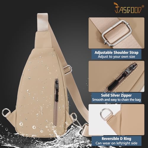 JASGOOD Sling Bag for Men Women, Crossbody Bag Faux Leather Fanny Pack Waterproof Chest Bag Backpack for Travel,Hiking4