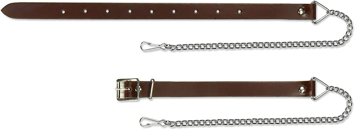 The Celtic Croft Quality Leather Sporran Chain Strap (Large (38" - 44" waist), Brown Leather | Chrome Chain)
