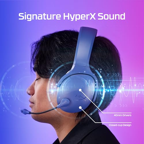 Image of HyperX Cloud Jet - Dual Wireless Gaming Headset, 2.4GHz dongle, Bluetooth 5.3, PC, PS5, Mobile, USB-A - Light Blue