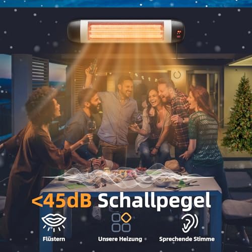 Mursche Heizstrahler Terrasse Infrarotheizung - 2500W Infrarot Strahler Outdoor mit Fernbedienung Elektrisch Wärmestrahler Wandmontage 3 Heizstufen Terrassenstrahler Aussen für Bad Balkon Garten
