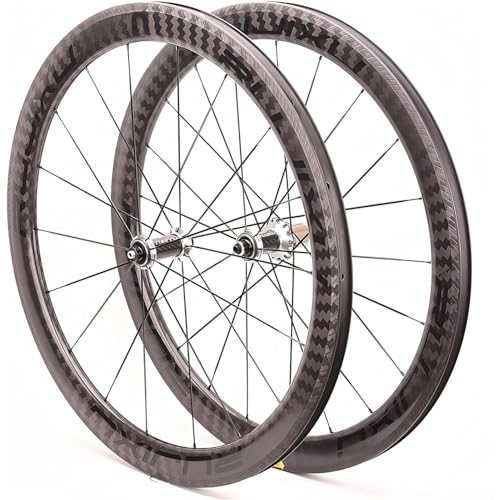 UNFRASLOP Juego De Ruedas 700C De Carbono Ultraligero para Bicicleta De Ruedas 38/50Mm Llanta C/V Freno Cierre Rápido Ruedas 18/21 Agujeros Buje para Cassette 7/8/9/10/11 Velocidades,Plata,50mm