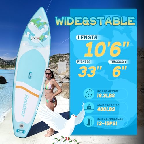 Image of FunWater Stand Up Paddle Board Ultra-Light Inflatable Paddleboard with SUP Accessories for Adults & Youth of All Skill Levels (Blue Dove)