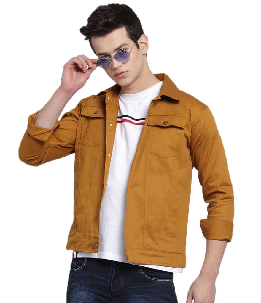 KLIZEN Solid Men's Fashion Full Sleeves Latest Jacket for Men With Button Closure Long Sleeve Casual Denim Jacket