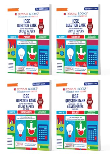 Image of Oswaal ICSE Question Bank Class 10 Physics, Chemistry, Maths& Biology (Set of 4 Books) For 2027 Board Exam | Chapter-wise& Topic-wise |with Competency-focused Questions | Syllabus& Exam Pattern