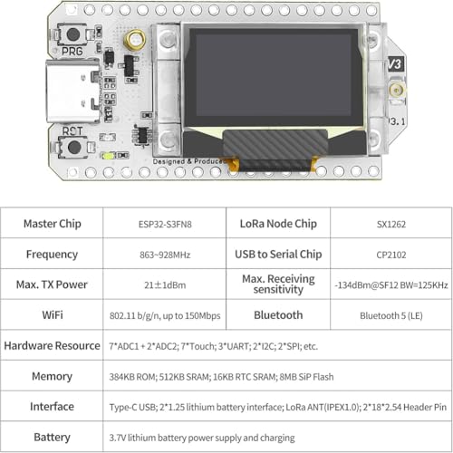 Kit Lora V3 SX1262 de 868 MHz Doble con Conexión WiFi y Bluetooth Inalámbrica 2