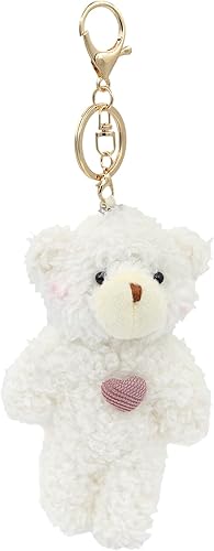 Miniatura 10 de Llavero de peluche de oso para niños con corazón morado de 5 pulgadas, mochila de peluche con colgante de bolso, regalo para niñas