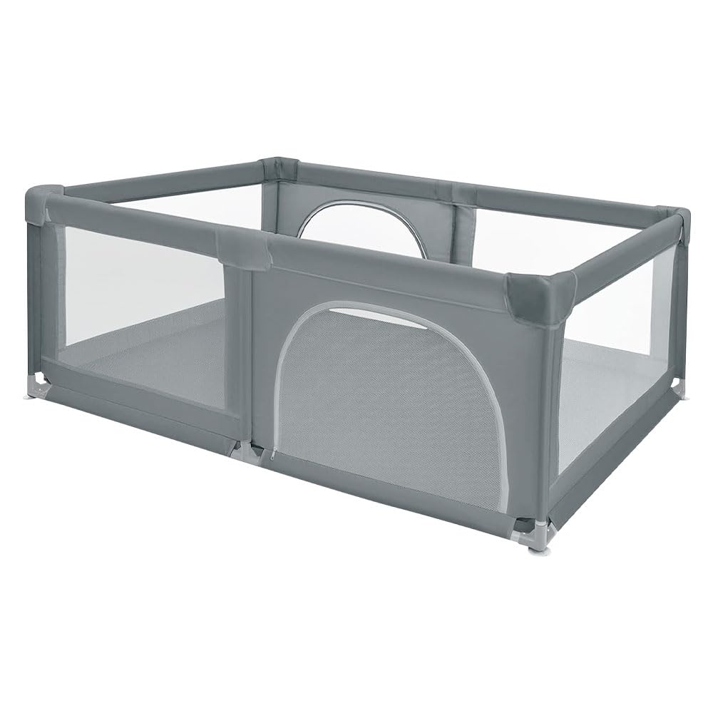 Parc pour Chiens et Chiots avec Porte et Ventouses en TPR, Enclos Intérieur en Tissu Oxford et Filet Nylon, pour Petits et Moyens Animaux (Gris foncé, 180x120 cm)