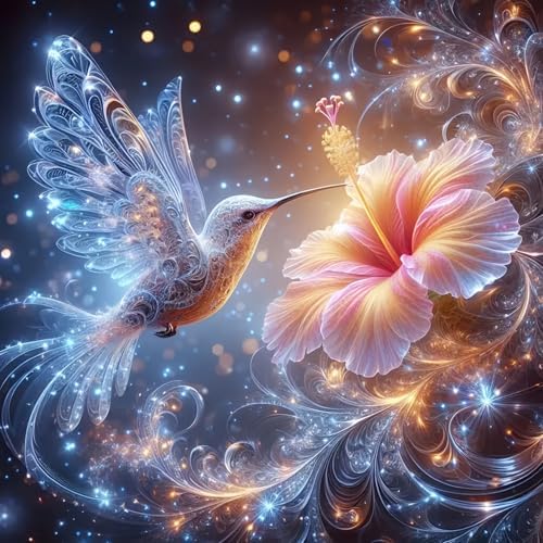GXGLLPZBY 5D Hummingbird Diamond Paintings Kits for Beginners, Full Drill Diamond Arts Kits for Adults, DIY Paint by Diamond Dots Gem Art Painting Kit for Home Wall Decor 13.8x13.8 Inch