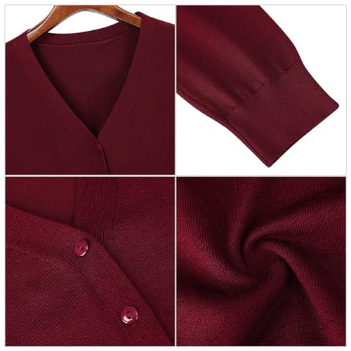 Image of Leadingstar Women's 3 /4 Sleeve Cardigan Lightweight Sweater Cardigan V-Neck Solid Color Soft Knit Sweater Tops