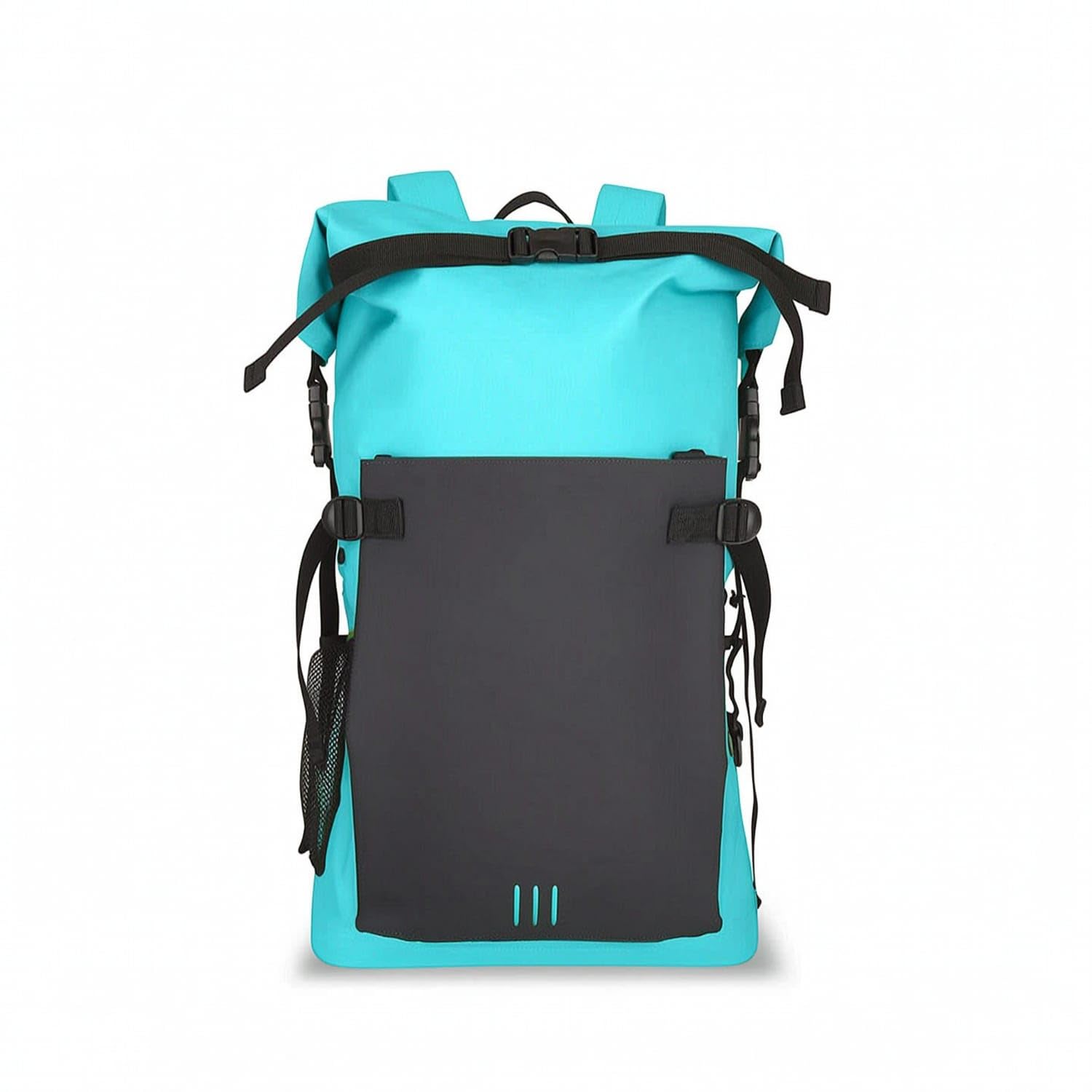 Adjustable Dry Backpack with Mesh Pocket Water Resistant Rolltop Backpack with Side Pockets Heavy-Duty Daypack Lightweight for Hikers, Travelers, Hiking, Beach, Travel, Peacock Blue, 30L-image-46