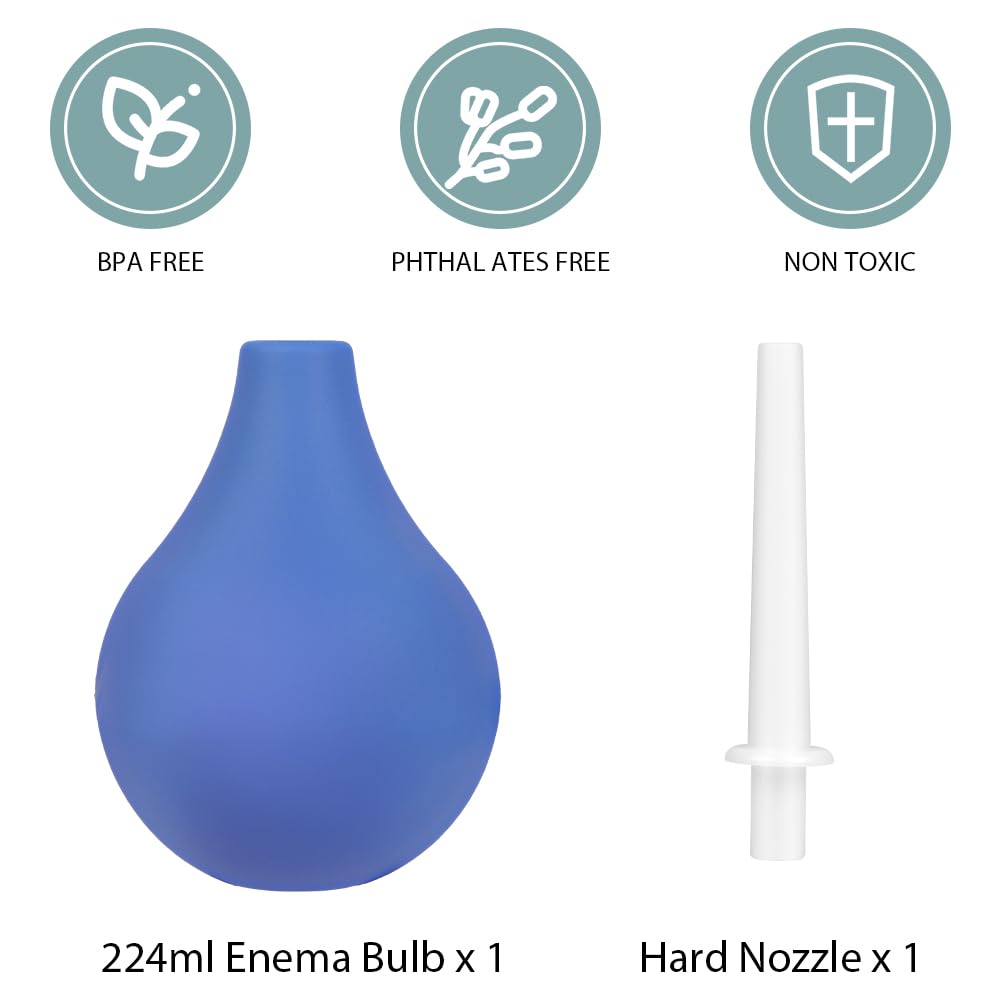 ACWOO Kit Clistere a Bulbo, 224ML Clistere Pera Silicone per Uomini Donne, Doccia Anale Sicuro Comodo, Riutilizzabile Kit di Lavaggio in Gomma, Peretta per Lavaggio Intimo per Lavaggio Intestinale