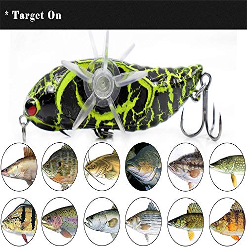 Andoer Iscas para cigarras com asas de hélice dupla rotacional Isca de pesca biônica Isca flutuante