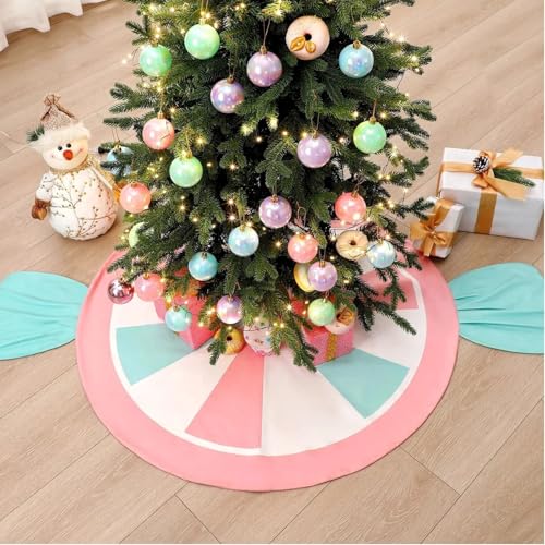Whimsical Candy Cane Christmas Tree Skirt: A Pastel Candyland Delight