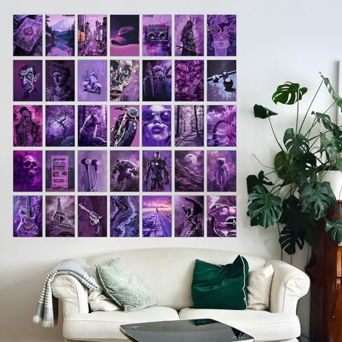 Image of Wallgasm Purple Aesthetic Poster Set - Set of 54, 4 x 6 Inches Wall Decor Poster - Posters For Bedroom, Living room, Office | Aesthetic Room Decor Items