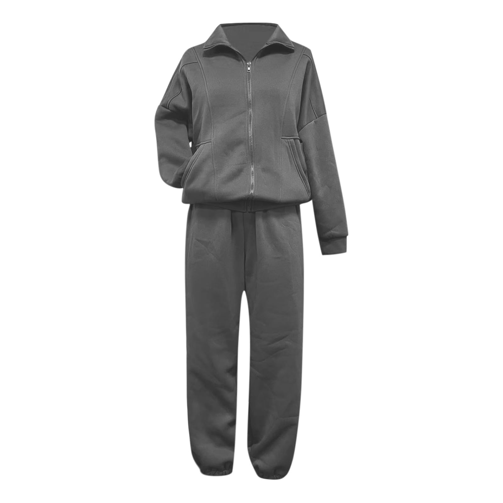 Ensemble de survêtement en Polaire décontracté, Sweat à Capuche zippé et Pantalon, Deux pièces, Doux et Confortable pour Le Jogging et Les activités Sportives.