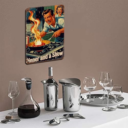 Affiche culinaire rétro métal pour décorer un mur blanc vide