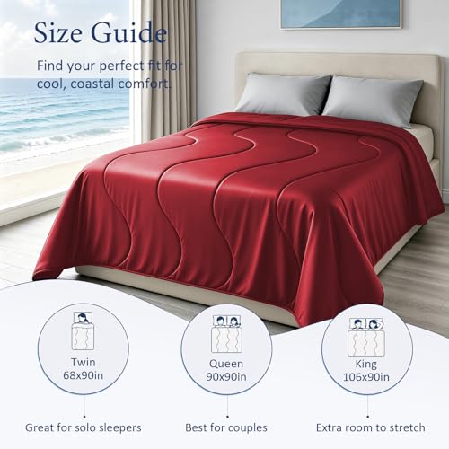 Image of Cooling Comforter for Hot Sleepers, Queen 90x90, True Red | Cooling blanket feel, Q-Max >0.4 cool touch, double-sided cooling, Sorona fill, for night sweats, lightweight & breathable