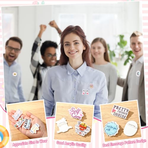 Image of 120 Pcs Employee Appreciation Pins Bulk Lapel Acrylic Pin Women Backpack Brooch Colorful Pins Gifts for Party Decoration