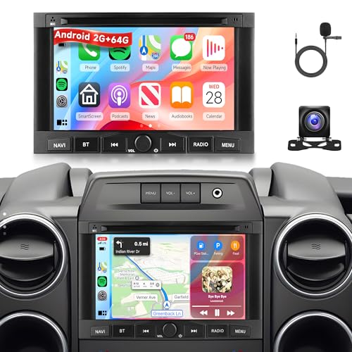 Rimoody 2G 64G Android Car Radio for Peugeot 3008 5008 Partner Citroen Berlingo 2010-2016 7'' Touch Screen Car Stereo with Wireless CarPlay Android Auto/GPS/Bluetooth/FM RDS/EQ/Wi-Fi/Backup Camera