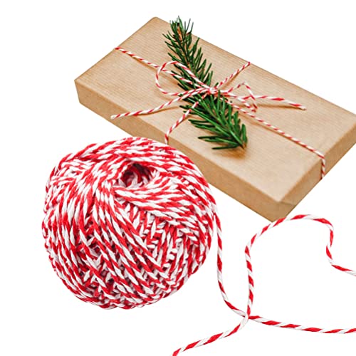Cuerda roja y blanca, 65 m/213 pies de algodón Bakers Twine regalo de Navidad cuerda de algodón para manualidades y decoraciones navideñas thumbnail