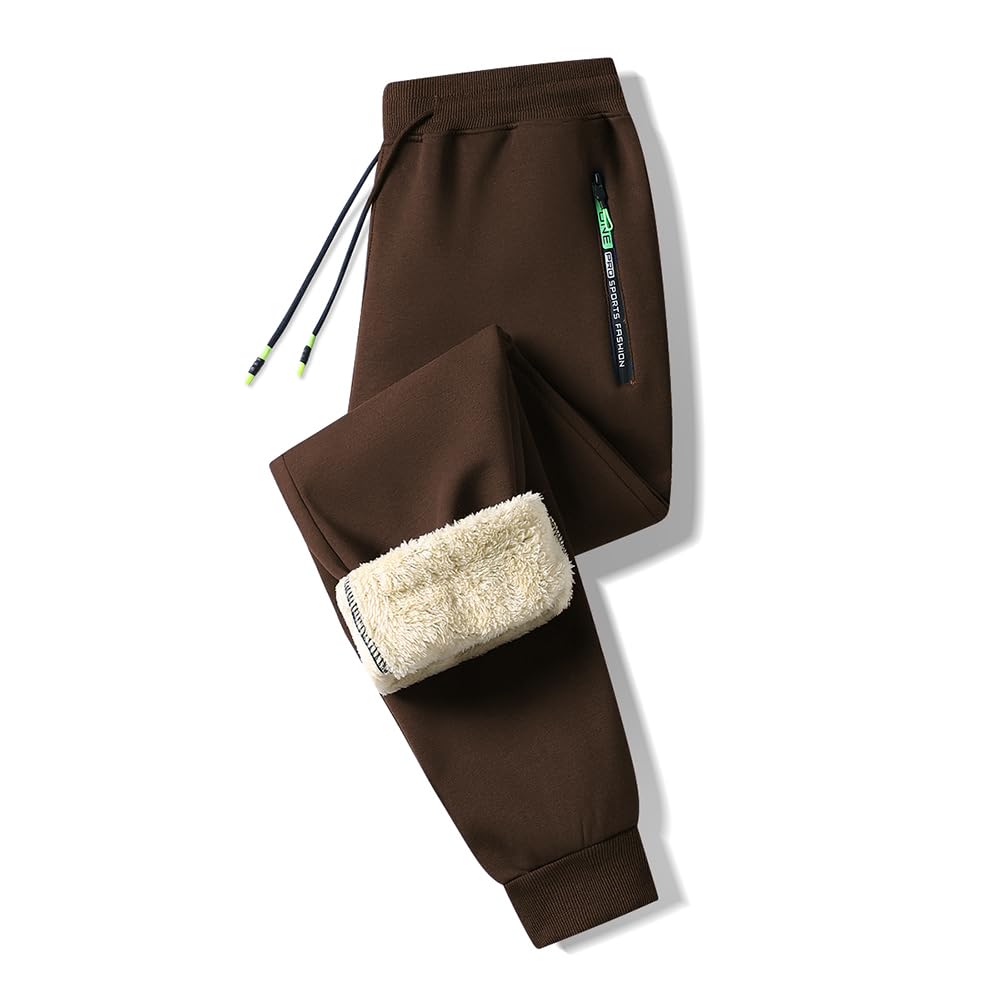 ZOXOZ Pantaloni Tuta Uomo Felpata Pile Fleece Foderato Termici Cotone Sportivi Joggers Pantaloni Cerniera Tasche Laterali