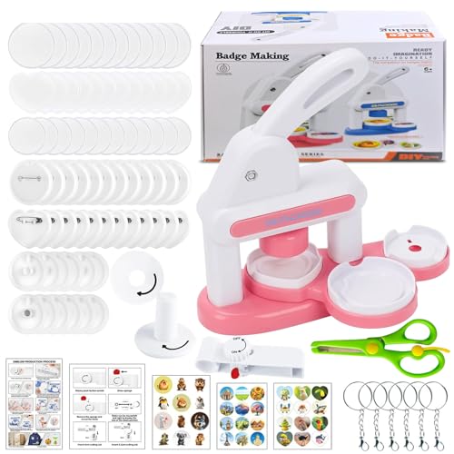 UIOK Maquina Hacer Chapas, 3 IN 1 Máquina para Hacer Insignias Máquina para Hacer Botones de 55mm /40 mm, Maquina Chapas Personalizadas Kit DIY Insignia Maker para Navidad (Rosa) UIOK Maquina Hacer Chapas, 3 IN 1 Máquina para Hacer Insignias Máquina para Hacer Botones de 55mm /40 mm, Maquina Chapas Personalizadas Kit DIY Insignia Maker para Navidad (Rosa)