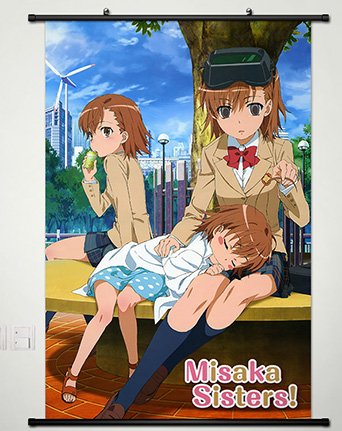 Wall Scroll Poster Fabric Painting For Anime Toaru Kagaku no Railgun Misaka Sisters 188 L