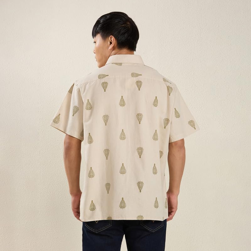 Image of MARK & ALBERT Men's Half Sleeve Linen Slim Fit Shirt