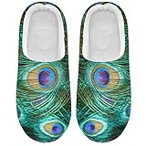Linomo Pfauenfeder-Hausschuhe für Damen, Hausschuhe, Hausschuhe, Socken, Hausschuhe, Schlafzimmer-Schuhe, mehrfarbig, 41/42 EU
