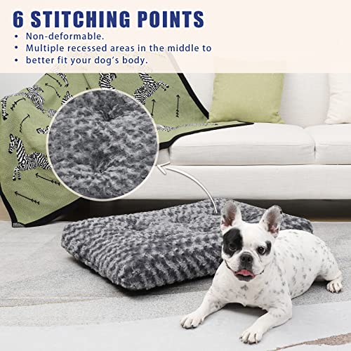 KSIIA Hundebett kleine Hunde, Waschbar, Hundekissen flauschig, Hundematte, rutschfeste Unterseite, atmungsaktiv, Haustierbett, Dunkelgrau 60x45cm