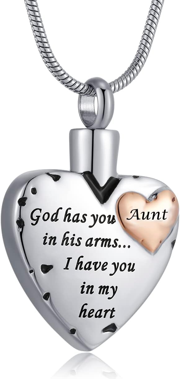 Heart Urn Necklace for Ashes Women Men Cremation Jewelry for Ashes Cremation Necklace In Memory of Loved One Grandpa Grandma Dad Mom Uncle Aunt Brother Sister Daughter Son