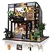 Cuteefun Kit Casa in Miniatura da Costruire, Miniature Casa delle Bambole Fai da Te con Mobili Musica Antipolvere e Strumenti, Regali Creativi Artigianali, Caffetteria