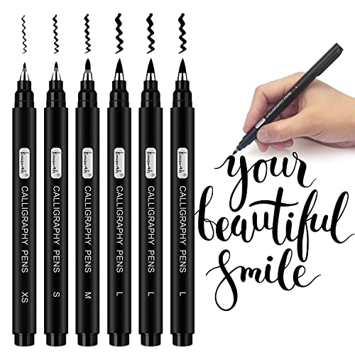 Brusarth Calligraphy Pens, Calligraphy Pens For Writing,Brush Pens Calligraphy Set For Beginners, Hand Lettering Pens, 4 Size(6 Pack) #TOP27
