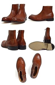 【PADRONE】パドローネ　ダークブラウン レザー ジッパー付きブーツ　42 PADRONE ブーツ パドローネ / SIDE ZIP BOOTS 「RAUL」 サイド