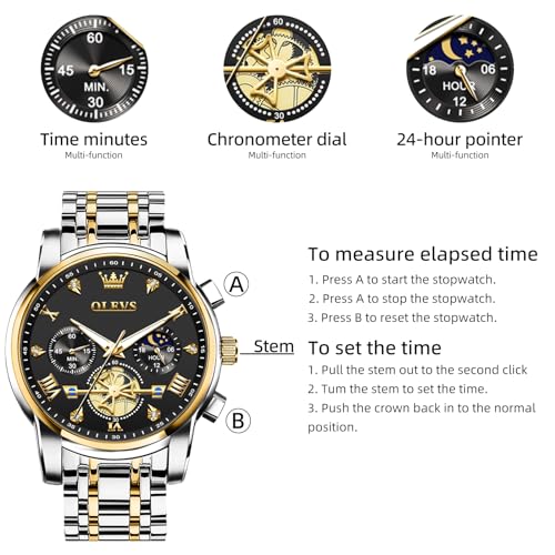 Image of OLEVS Watches for Men Luxury Dress Stainless Steel Waterproof Chronograph
